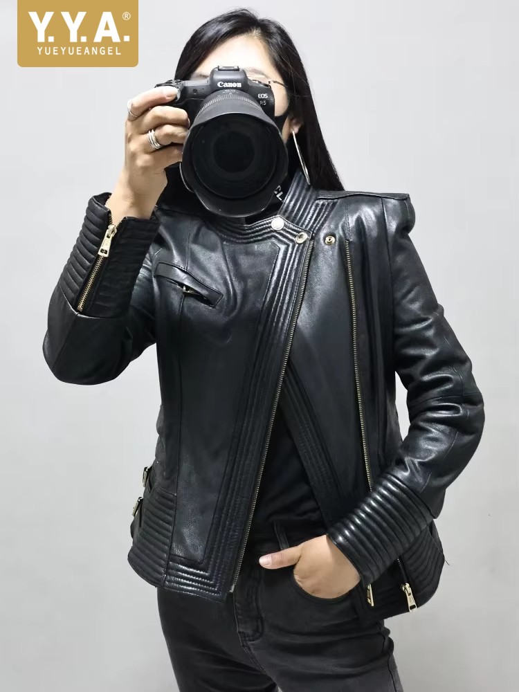 Riding Jacket Leather - Chaqueta de cuero genuino de oveja